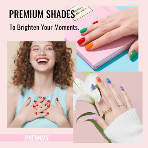 phoenixy Gel Nail Polish Kit with U V Light 64 Pcs Gel Nail Set 45 Rainbow Colors Nail Polish Set Base Coat & 4 Effects Top Coat Manicure Tools Complete Nail Kit Gifts for Women Girls