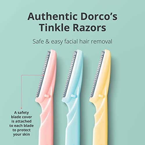 Tinkle Dorco Beauty & Grooming Bundle - Tinkle Dermaplaning Tool & Line-Up Razor, Complete Facial Hair Management Kit (12 Blades)