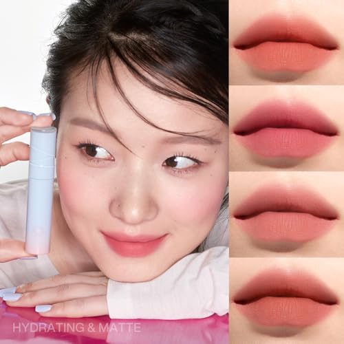 INTO YOU Lipstick Watery Lip Matt Finish Hydrating Long-lasting Smudge-proof Lip Stain Makeup High Pigment Lightweight Non Sticky Lip Gloss for Girls and Women, 0.1 oz (3g) in W14 Guava Lychee