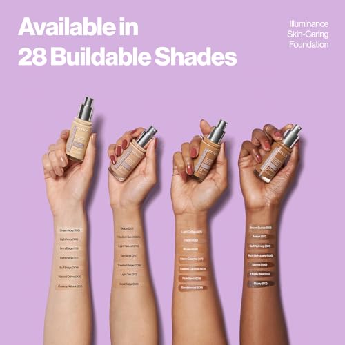 Revlon Illuminance Skin-Caring Liquid Foundation, Hyaluronic Acid, Hydrating and Nourishing Formula with Medium Coverage, 401 Light Coffee, 1 fl oz