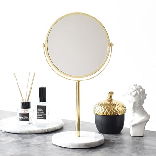 HEALLILY Desktop Makeup Mirror with Marble Base 13.77In Rotatable Cosmetic Mirror for Vanity Table Durable High Reflectivity Portable Makeup for Home and Dorm