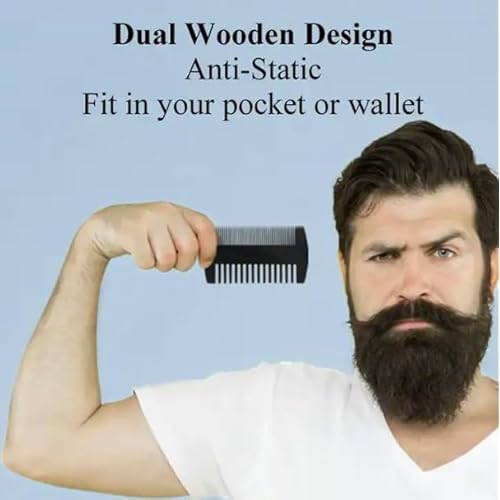 Portable Black Soft Bristle Hair Beard Brush and Comb Set