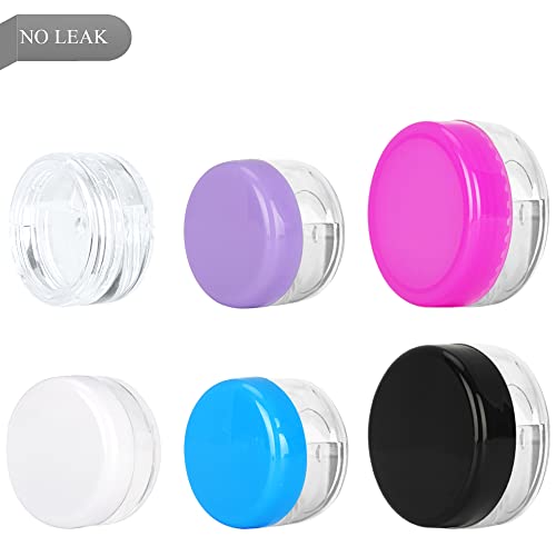 200PCS 5 Gram Sample Containers, 5ml Empty Jars with Lids, Small Cosmetic Containers, Mini Sample Jars with 16PCS Mini Spatulas for Make Up, Oils, Lotion, Powder, Paint, Jewelry, Lip Balms(White Lid)