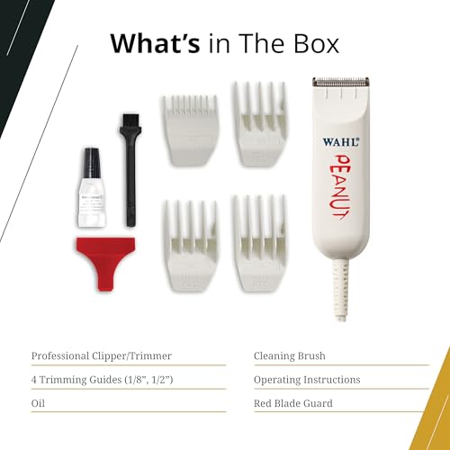 Wahl Professional Peanut Corded Trimmer - Compact, Lightweight Powerful Rotary Motor Grooming Tool, with 4 Trimming Guides and Accessories
