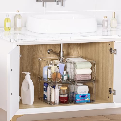 Vtopmart 4 Pack Storage Drawers and 3 Tier Makeup Organizer