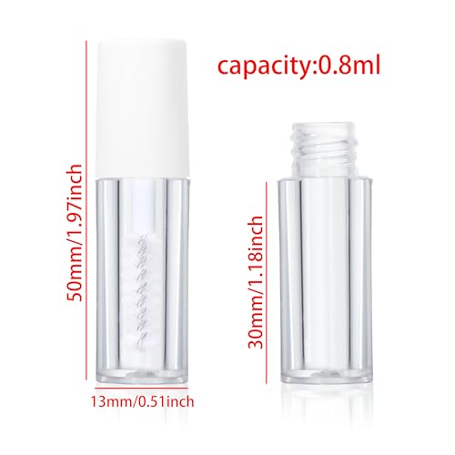 COSIDEA 26pcs 0.8ml White Empty mini mascara tubes with wand for castor oil 1ml eyelash growth tube packing sample size containers