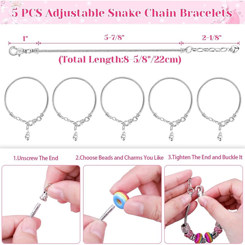 Kids Jewelry Making Kit with Charms & Beads - DIY Bracelet Craft Set for Ages 6-12