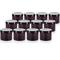 (12 pack) 6 oz Amber PET Plastic Refillable Jar with Black Lid