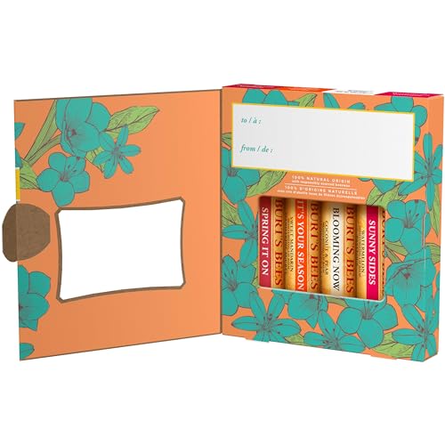 Burt's Bees Gifts Ideas - Just Picked Lip Balm Set, Pomegranate, Watermelon, Sweet Mandarin, Coconut & Pear, Natural Origin Lip Treatment, 4 Tubes, 0.15 oz.
