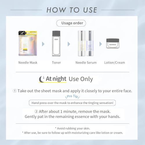 fractional CC Needle Serum C Face Mask, Made in Japan, 300000 Needle Infusion Masks, Vitamin C, Glutathione, Pore Care, 6 Sheets