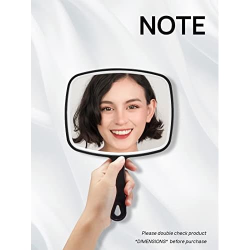OMIRO Hand Mirror, Black Handheld Mirror with Handle, 6.6" W x 9.2" L, Pack of 3
