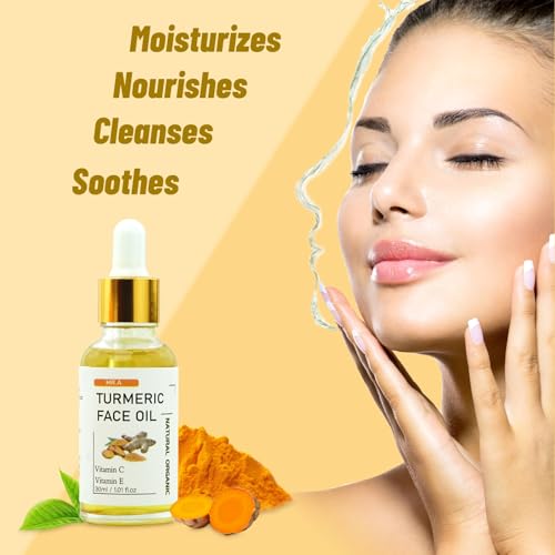 Turmeric Clay Mask & Serum Skincare Kit, Vitamin C Deep Cleansing Overnight Face Mask for Pores, Turmeric Face Oil for Dry Skin
