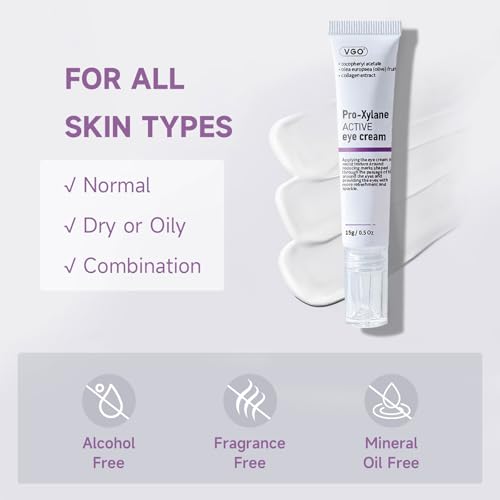 VGO Eye Cream 2% Pro-Xylane Eye Repair Cream for Dark Circles & Puffiness Under Eyes, Pro Xylane + 6D Hyaluronic Acid to Firm Skin, Reduce Wrinkles, Fine Lines, 15g/0.5 Oz