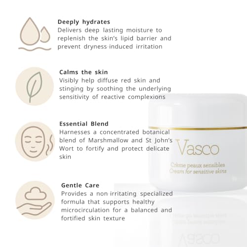 Gernetic VASCO Sensitive Skin Cream, Facial Moisturizer for Sensitive Skin, Helps Reduce the Appearance of Redness, with Chamomile & St. John¡¯s Wort - 50ml/1.7 Fl Oz