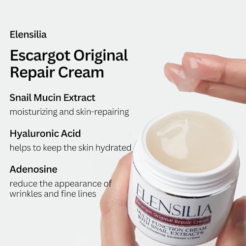 Elensilia Original Escargot Facial Repair Cream 1.76 oz (Pack of 2) - 80% French Mucin for Moisturizing - Bouncy Gel Texture - Long-Lasting Hydration, Wrinkle Care- Korean Skincare