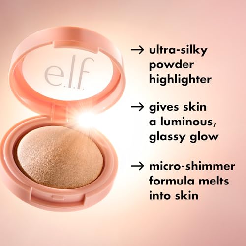 e.l.f. Halo Glow Silky Powder Highlighter, Long-Lasting Luminous Face Finish, Cake-Resistant With Micro-Shimmer, Vegan & Cruelty-Free, Blush Money