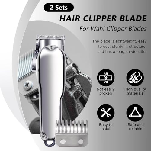 Steel Hair Clipper Blade Fit for Wahl Precision MC3 Blades, Pack of 2 Steel Blades Replacement for 2-Hole Standard Wedge 5 Star Legend Clippers by YTXXDEUS