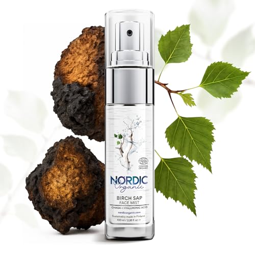 Birch Sap Face Mist ? Cosmos Certified Organic Formula with Hyaluronic Acid & Chaga Mushroom, Fragrance Free, Made in Finland 3.38 oz (100 ml), 1 Bottle