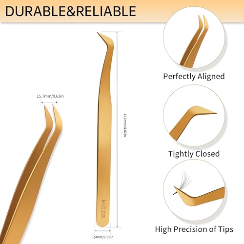 Isolation Tweezers for Eyelash Extensions for Volume, Isolation & Classic Lashes, Gold