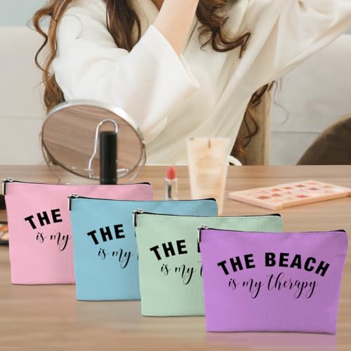 4PCS Beach Vacation Essentials Makeup Bag, Cute Cosmetic Bags for Women, Beach Accessories Travel Toiletry Bag Girls Trip Weekend Gifts for Women Besties Mom Summer Vacation Christmas Mothers Day