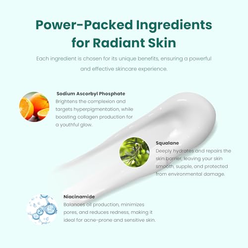 Gin Amber Beauty - Vitamin C (10%) + Squalane Repair Cream - Face Moisturizer - Skin Cream - Dark Spot Corrector - Primer (1 fl oz - 30ml)