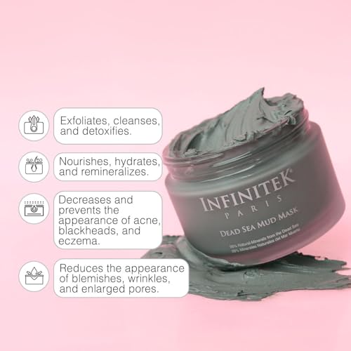 Infinitek Paris | Dead Sea Mud Mask | Galentine¡¯s Gifts & Valentine¡¯s Day Gifts for Women | Face Mask for Acne Treatment, Blackhead Remover, Antioxidant Pore Cleaner | 2.47 oz / 70 g