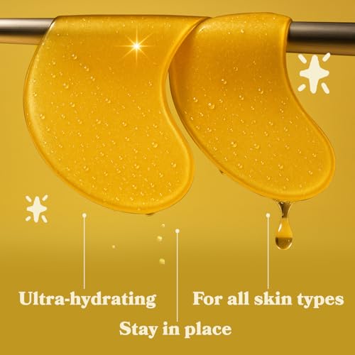 LE GUSHE Gold Under Eye Patches for Puffy Eyes and Dark Circles (20 Pairs) - Hydrating Collagen Under Eye Masks with Snail Mucin - Soothing Puffy Eyes Treatment for Women & Men - Bridesmaid Gifts
