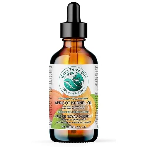 Bella Terra Oils - Organic Apricot Kernel Oil 4 oz - Pure Organic Apricot Essence, Abundant in Linoleic & Oleic Acid, A Luxurious Carrier Oil for Essential Oils