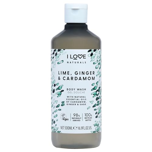 I LOVE Naturals Lime, Ginger, and Cardamom Body Wash - Moisturizing Body Wash - Infused with Essential Oils - Plant-Based Body Cleanser - 16.9 oz