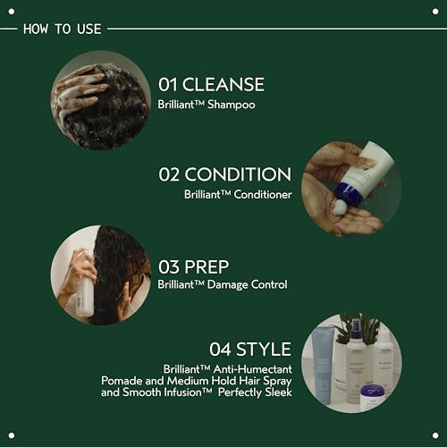 Aveda Brilliant Conditioner | Hydrating, Detangling, Smoothing Conditioner | Adds Shine | with Jojoba and Babassu Oils | for All Hair Types | Jasmine, Rose, Clove Aroma | 6.7 Fl Oz