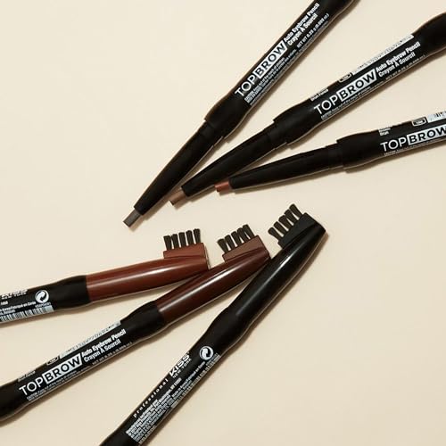 Kiss New York Professional Long-Lasting Eyebrow, Retractable Eyebrow Pencil, Rich Pigmentation, Coconut Oil Infused, Built-in Brush Brow, Sapes, Define, Fills Brow, Eye Makeup (BLACK) (Pack of 2)