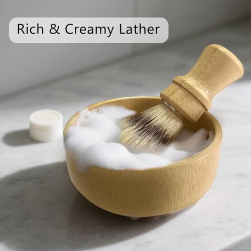Men's Shaving Kit with Natural Boar Bristle Shaving Brush, Pure Bamboo Shaving Brush Stand with Bowl | Complete Wet Shaving Set for Smooth & Luxurious Shave