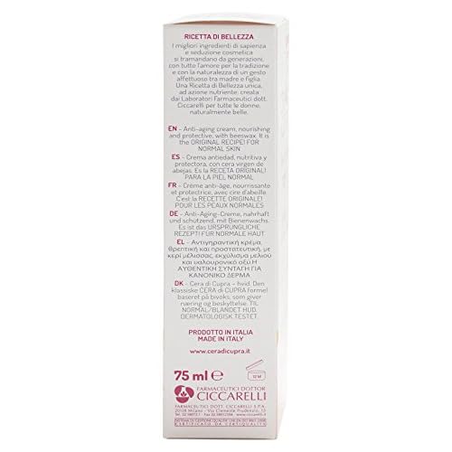 Cera di Cupra "Bianca per Pelli Normali" Cream for Normal Skin, Anti-age Formula - 2.5 Fluid Ounces (75ml) Tubes (Pack of 6) [ Italian Import ]