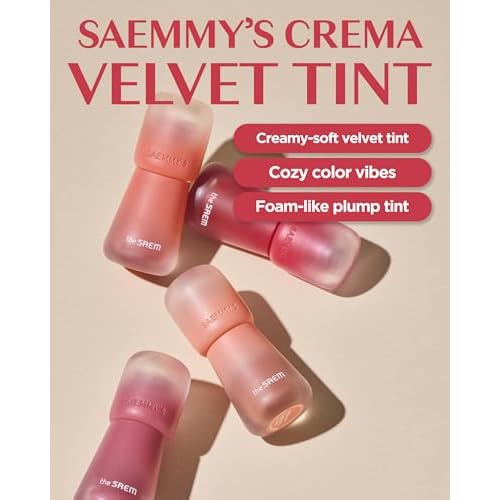 THESAEM Saemmy's Crema Velvet Tint - 01 Caramel Whip Nude Beige - Korean Velvet Lip Tint Creamy Comfort Plumping Formula - Blurred Finish Long-Lasting Smooth Lips, 0.14 fl.oz.