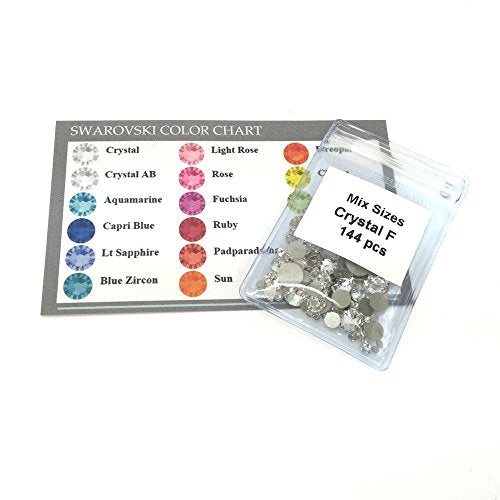 SWAROVSKI CRYSTAL PARADISE SHINE (001 PARSH) 144 pcs 2058/2088 Crystal Flatbacks rhinestones nail art mixed with Sizes ss5, ss7, ss9, ss12, ss16, ss20, ss30
