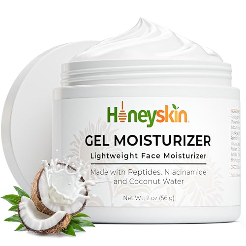 Honeyskin Gel Moisturizer for face ? Lightweight Water Gel Infused with Coconut water with Niacinamide & Peptides for Deep Hydration ? Hypoallergenic Face Moisturizer for Women 2oz