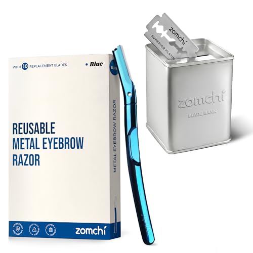 Blue Dermaplaning Razor with Silver Blade Disposal Box