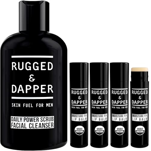 RUGGED & DAPPER Men's Lip Balm & Face Cleanser Bundle: Hydrates, Moisturizes, Protects - Skincare Bundles