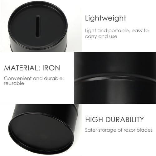 Linkidea Safety Razor Blade Removal Container Box, Metal Razor Removal Box, Safe Bank for Storing Used Blades (Black)