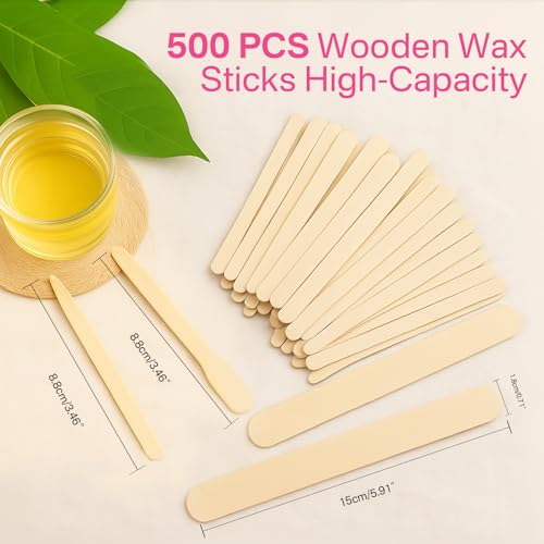 Salon-Grade Birch Wood Wax Applicator Sticks ? 3 Styles 500-Pack Splinter-Free Spatulas for Body, Face & Brows