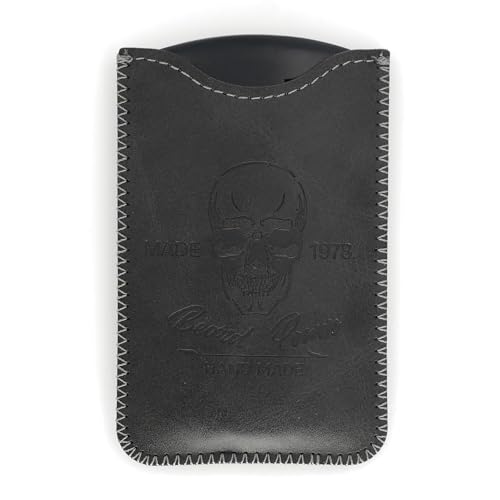 Black Wooden Beard Comb with Case for Men, Men's Wood Pocket Comb for Beards & Mustaches & Hair, Black Skull Design