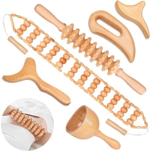 JUANWAN 12-in-1 Wood Therapy Massage Tools Lymphatic Drainage Massager Wooden Massage Body Sculpting Tools Maderoterapia Kit Wood Therapy Tools for Muscle Pain Relief Body Shaping Anti-Cellulite