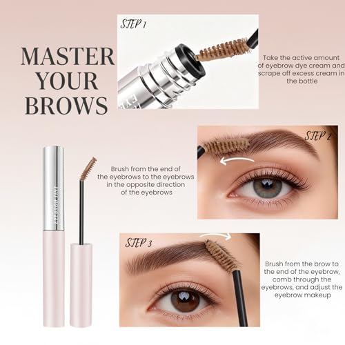 Tinted Eyebrow Gel, Eyebrow Mascara with Ultra-Fine Adjustable Angle Eyebrow Tint Brush, Waterproof Long-Lasting Tinted Brow Gel Eyebrow Stain for Natural Eyebrow Dye,01 Light Brown