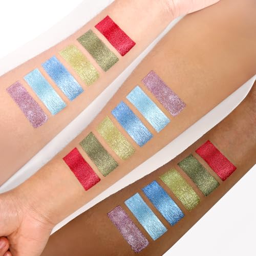 Liquid Metallic Eyeshadow, Pigmented Light Blue Sparkle Eye Shadow Liquid Eyeliner Makeup for Brown Eyes, Long Lasting One-Swipe Coverage Sky Blue Shimmer Eyeshadow for Daily, Party, Quick-Drying #11