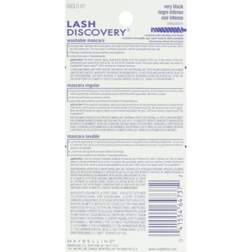 Maybelline New York Lash Discovery Washable Mascara, Very Black, 0.16 Fluid Ounce