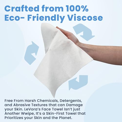 L?Vora's¢â Face Towels Extra Large Disposable Face Towels for Sensitive Skin, Ultra Soft Dry Wipes, Makeup Remover & Skincare Towelette, Lint-Free, 50 Count 1 Pack