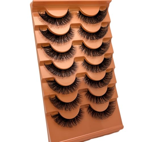 D Curl Lashes Fluffy Cat Eye Faux Mink Lashes Strip Lashes That Look Like Extension Soft 3D Volume False Eyelashes Pack