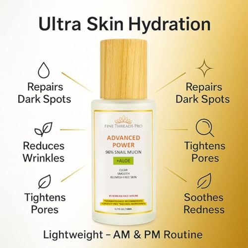 Advanced Power Snail Mucin Serum 96% Snail Filtrate with Hyaluronic Acid & Peptides for Hydration, Skin Repair, and Radiant Glow ? Korean Anti-Aging & Moisture Barrier Care