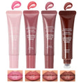 4 Colors Jelly Tinted Lip Serum Gloss,Hydrating Nourishing Lip Plumping,Long-Lasting Moisturizing with Polypeptide,Non-Sticky Glossy Lip Glaze Makeup