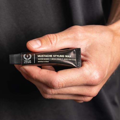 ZEUS Mustache Styling Wax for Men, Water-Based Formula with Mega Hold for a Refined, Long-Lasting Look (Made in Germany) 0.34 Fl. Oz.